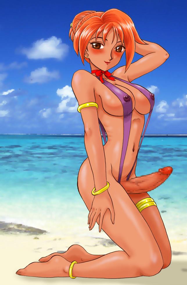 13P Bikini futanari at beach
