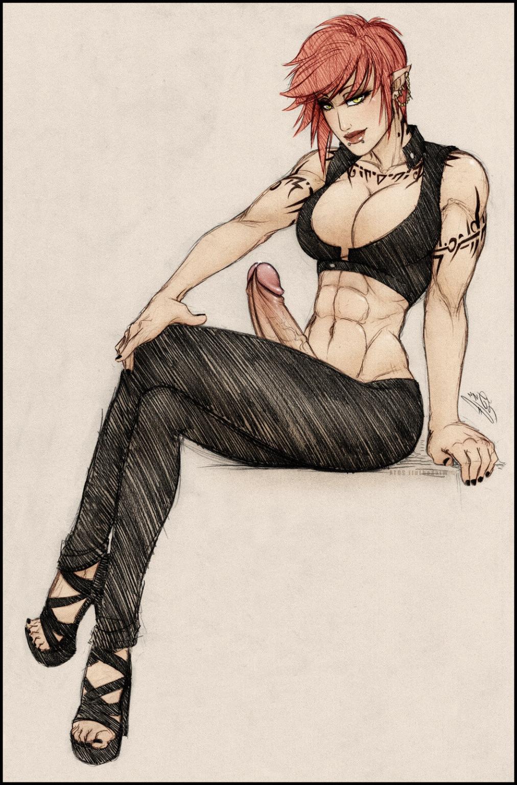 12P Tattooed futanari