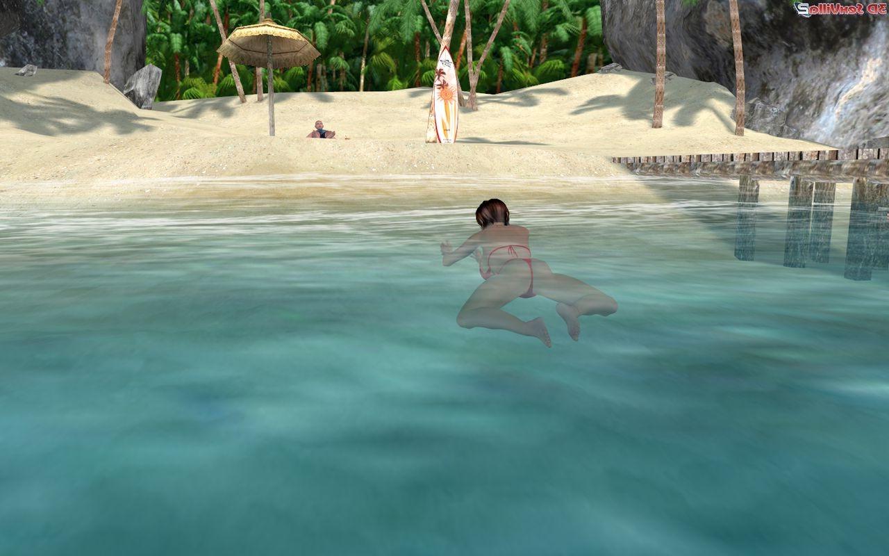 16P 3d animated couple gets kinky at a public beach