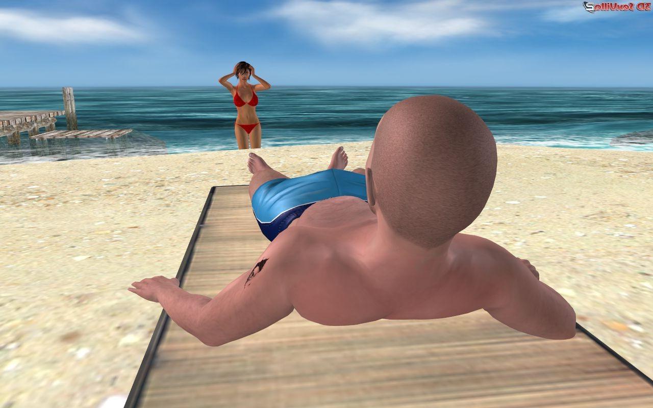 16P 3d animated couple gets kinky at a public beach