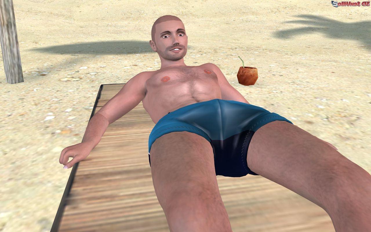 16P 3d animated couple gets kinky at a public beach