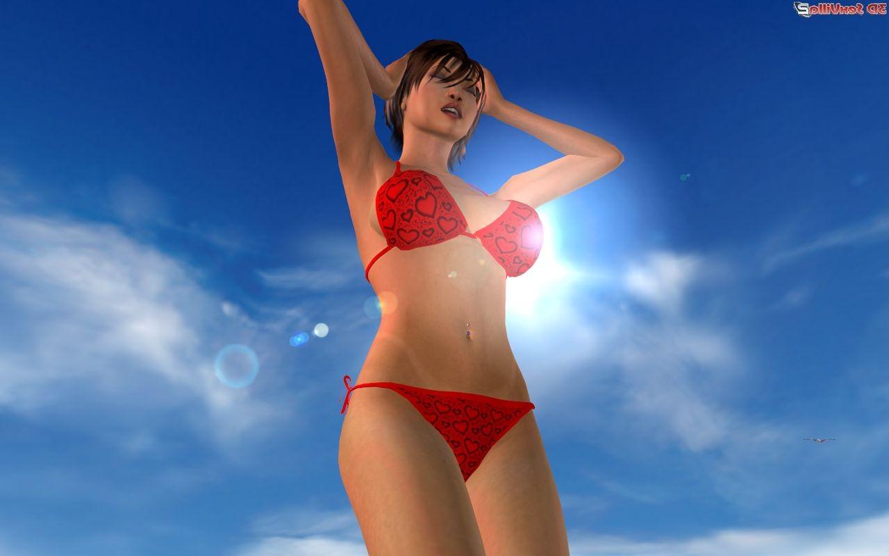 16P 3d animated couple gets kinky at a public beach