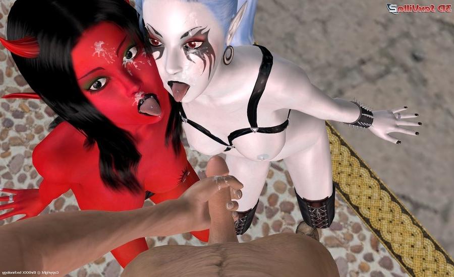 16P Ancient 3d animated demons fucking in a threeway
