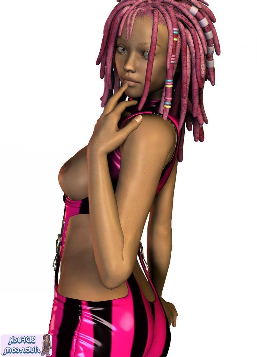 16P 3D toon with pink dreadlocks