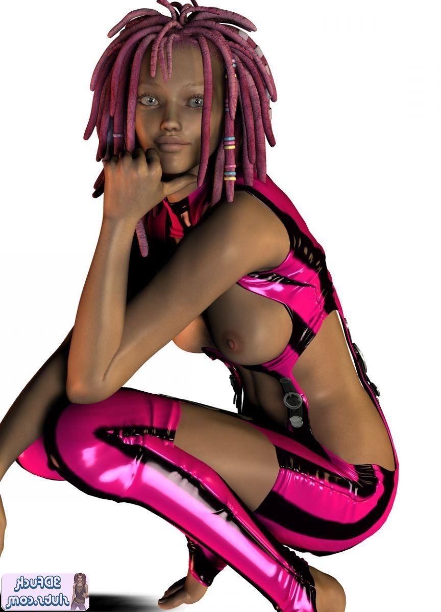 16P 3D toon with pink dreadlocks