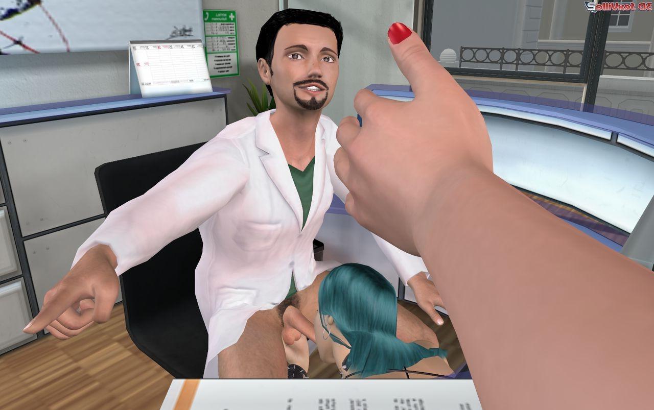 16P Under the table blowjob from a 3d animated babe