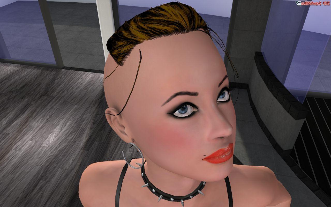 16P 3d animated punk babe has fun alone