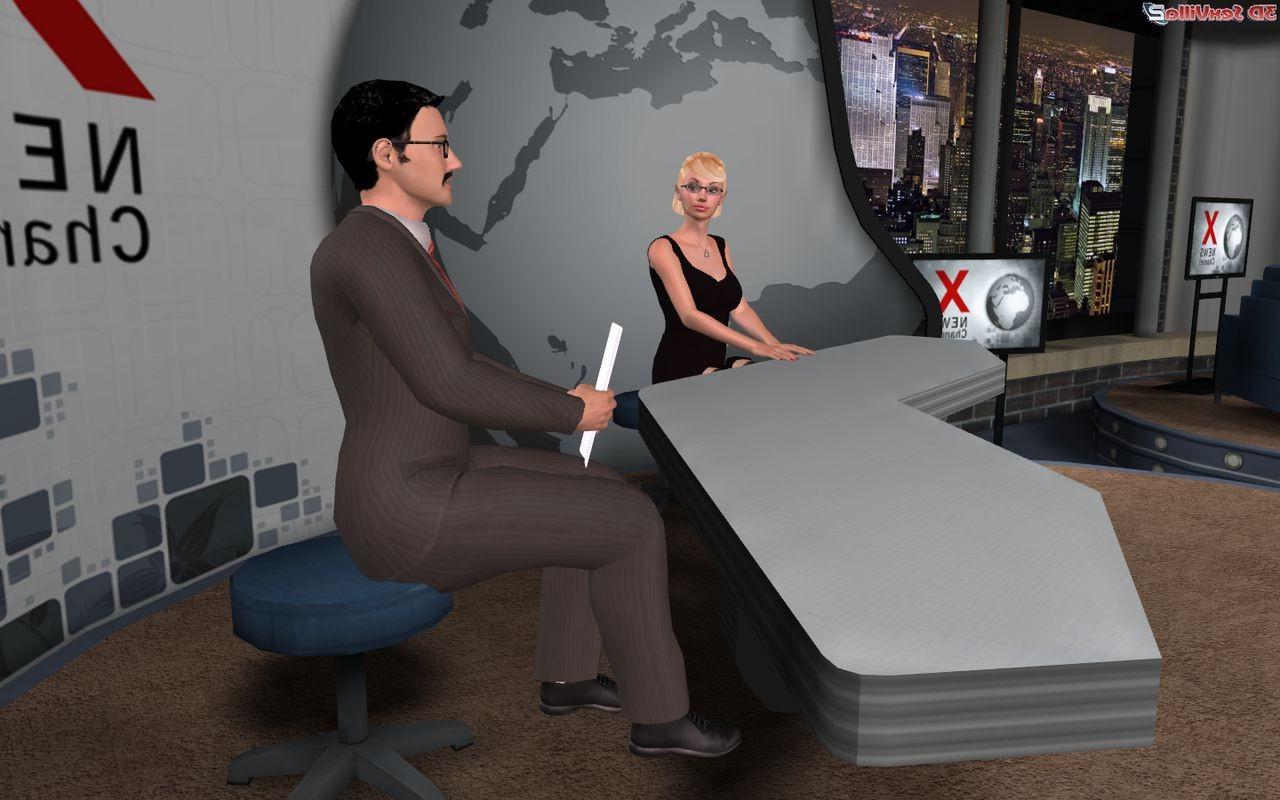 16P 3d animated sex behind the scenes in a newsroom