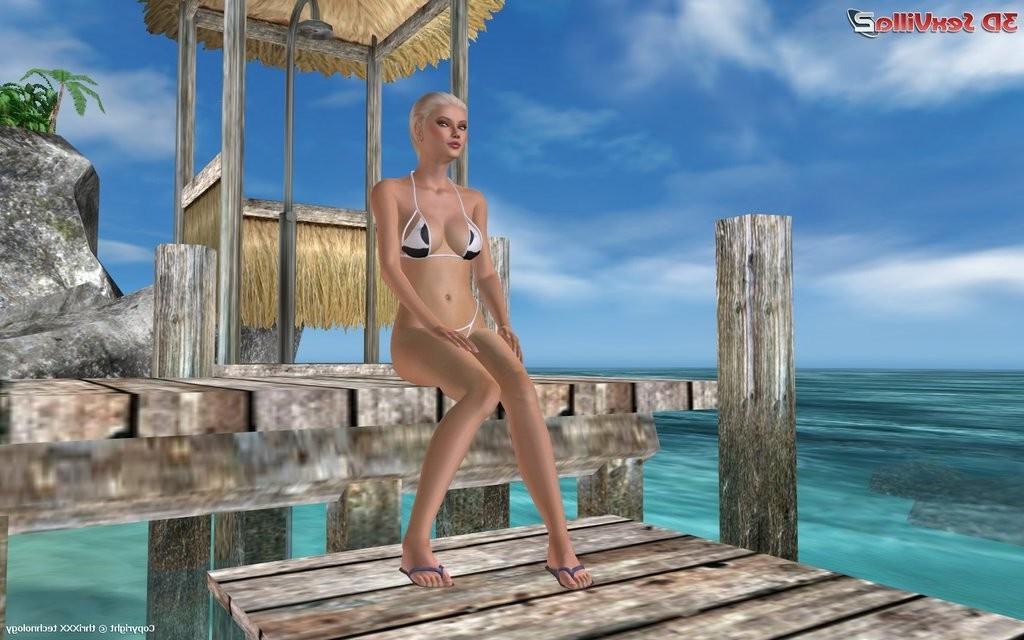 16P Flexible 3d animated babe posing at the beach