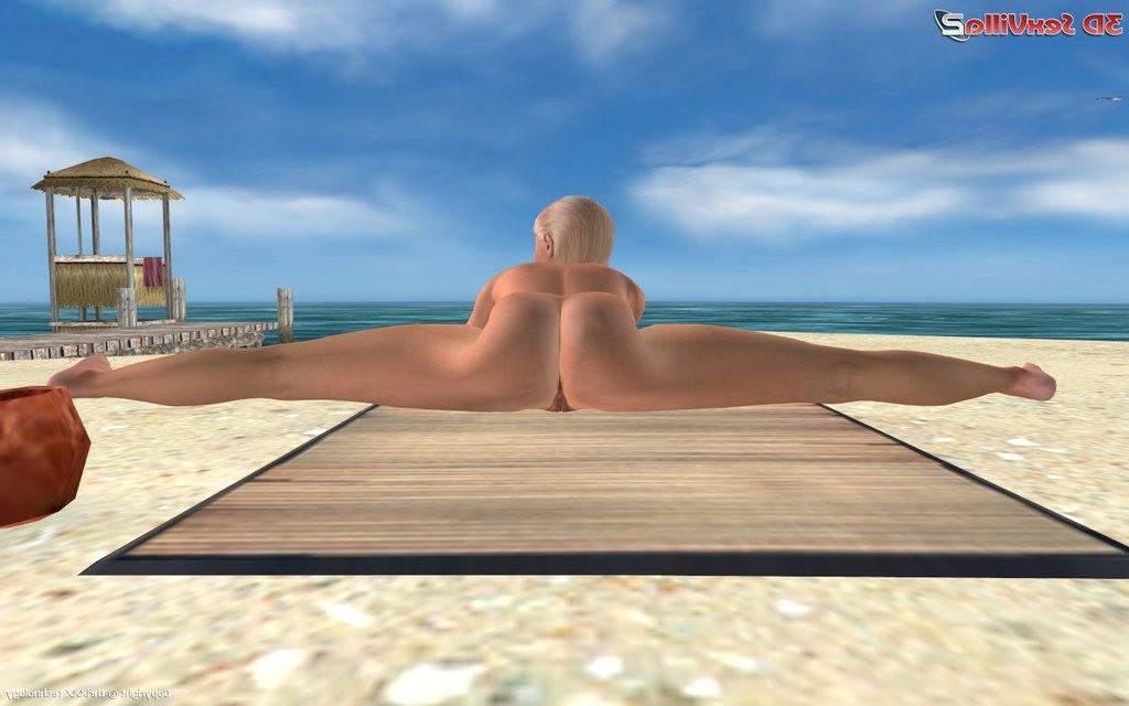 16P Flexible 3d animated babe posing at the beach