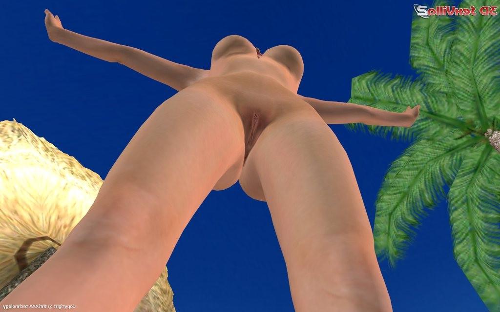 16P Flexible 3d animated babe posing at the beach