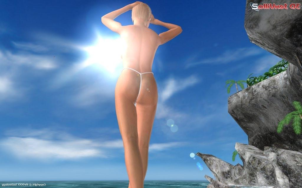 16P Flexible 3d animated babe posing at the beach