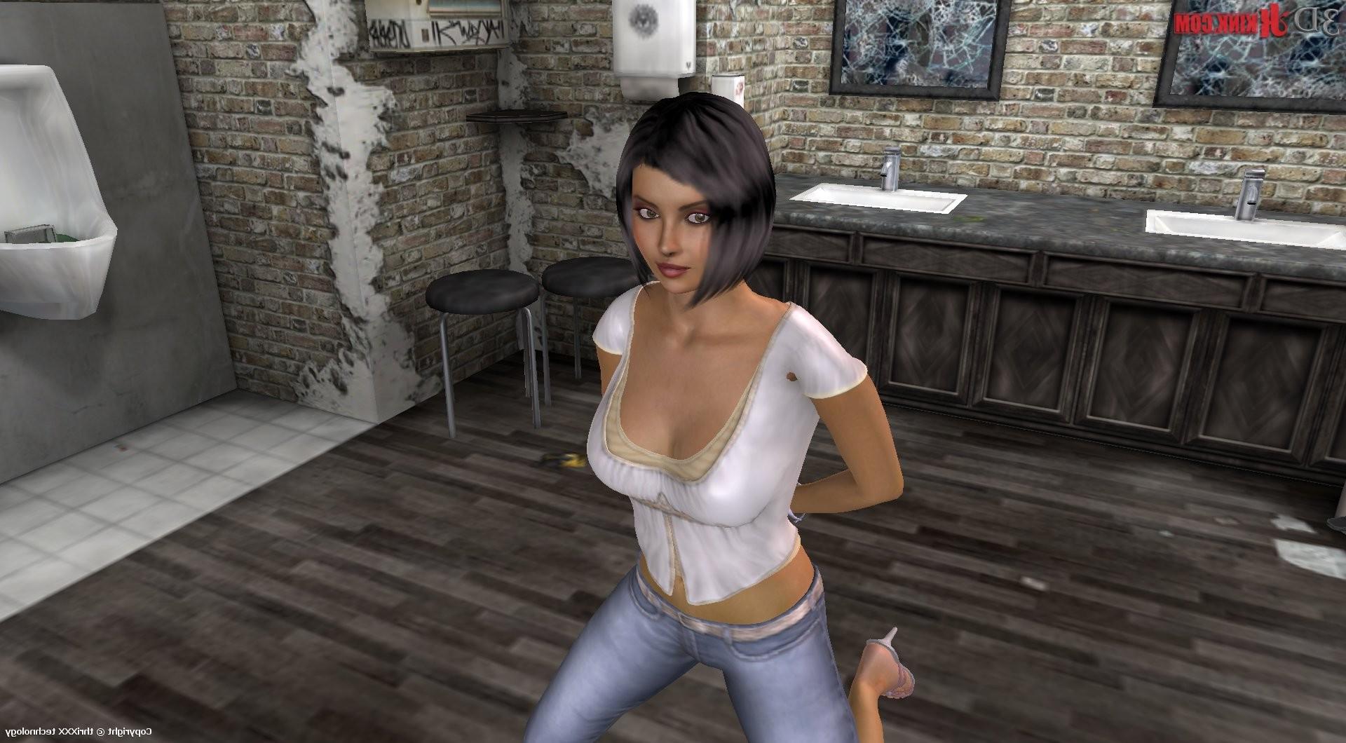 24P Tied babe gets penetrated - in virtual fetish 3d sex game!