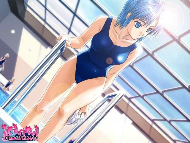15P Blue haired busty hentai cutie getting petite twat fucked doggy style