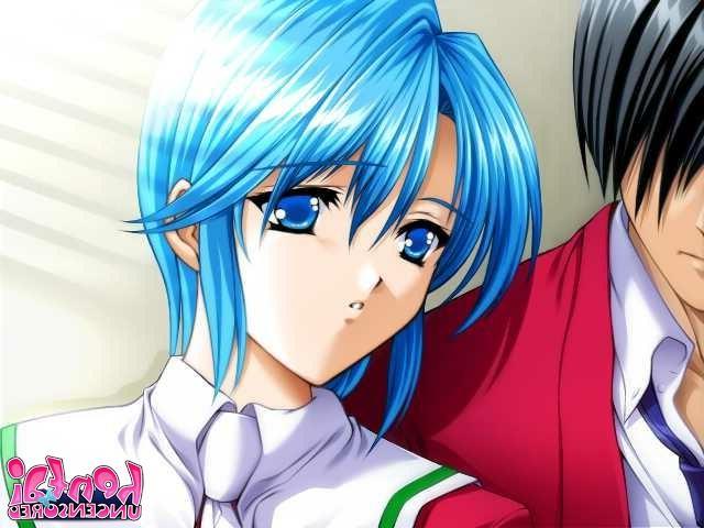 15P Blue haired busty hentai cutie getting petite twat fucked doggy style