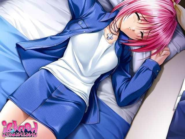 15P Pink haired hot hentai minx stripping seductively and showing her sexy panties