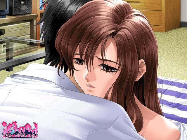 15P Gorgeous brown haired hentai girl exposing her bouncing hooters