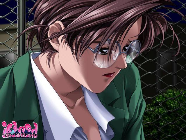 15P Gorgeous brown haired hentai girl exposing her bouncing hooters