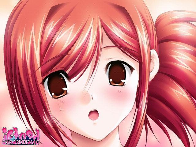 15P Red haired hentai chick strips bra and gets big breasts teased outdoors