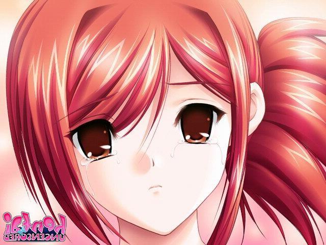 15P Red haired hentai chick strips bra and gets big breasts teased outdoors