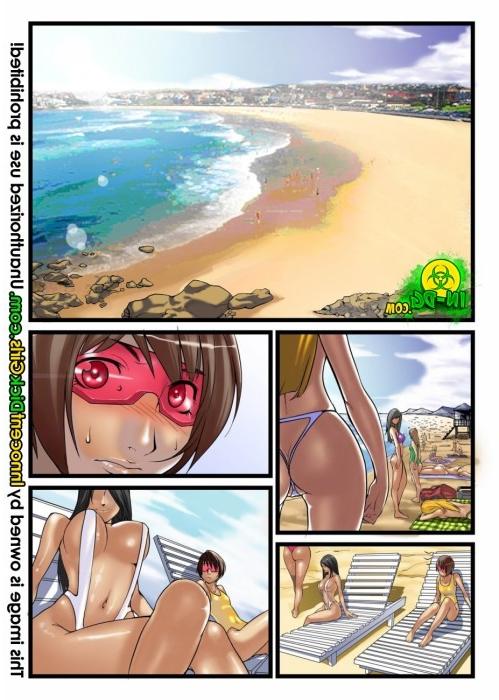 12P Christine runs to the changing cabanas to hide her big dick.