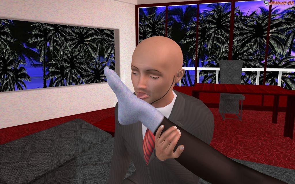 16P Animated black footjob babe with big round tits