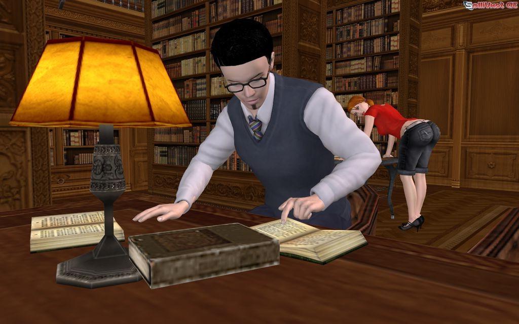 16P 3d animated slut seducing a nerd in a library