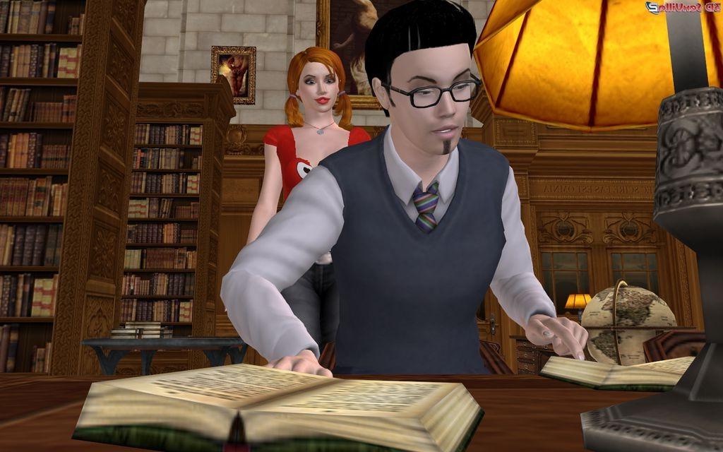 16P 3d animated slut seducing a nerd in a library