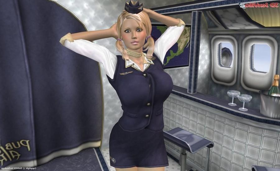 16P Busty 3d animated stewardess fucked in the air