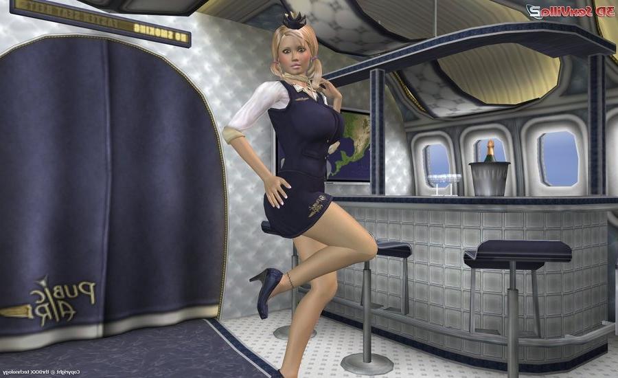 16P Busty 3d animated stewardess fucked in the air