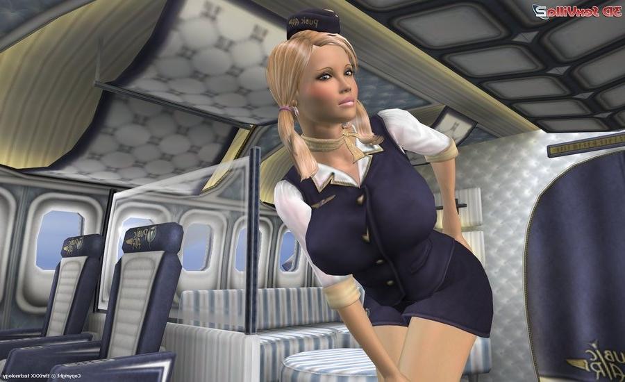 16P Busty 3d animated stewardess fucked in the air