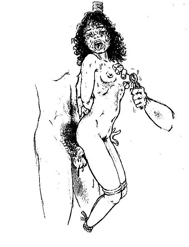 15P brutal rope bound hanging art women in bondage
