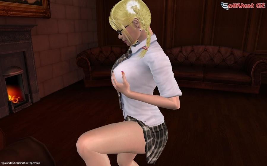 16P Two 3d animated shoolgirls banged in a library