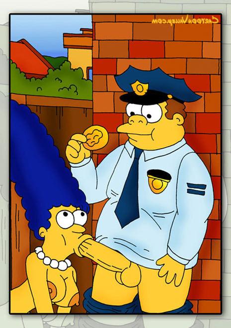12P Lovely Marge Simpson in stockings massaging schlong