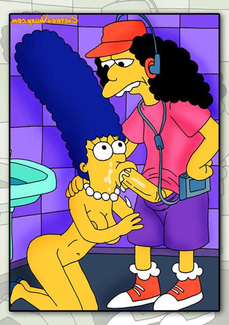 12P Lovely Marge Simpson in stockings massaging schlong