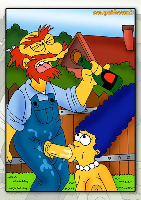 12P Lovely Marge Simpson in stockings massaging schlong
