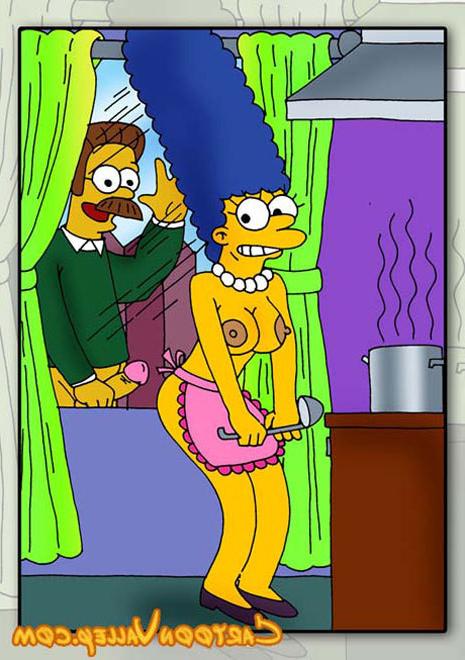 12P Lovely Marge Simpson in stockings massaging schlong