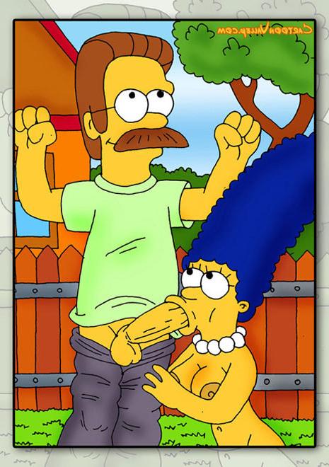 12P Lovely Marge Simpson in stockings massaging schlong