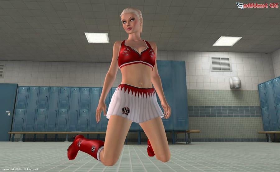 16P Two animated cheerleaders fingering and toying