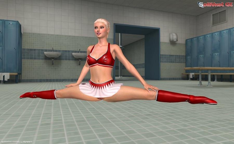 16P Two animated cheerleaders fingering and toying
