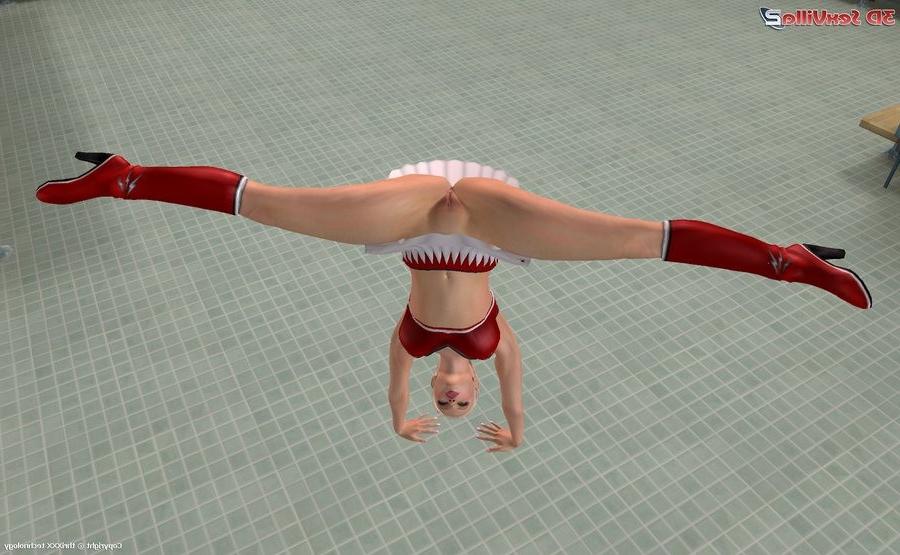 16P Two animated cheerleaders fingering and toying