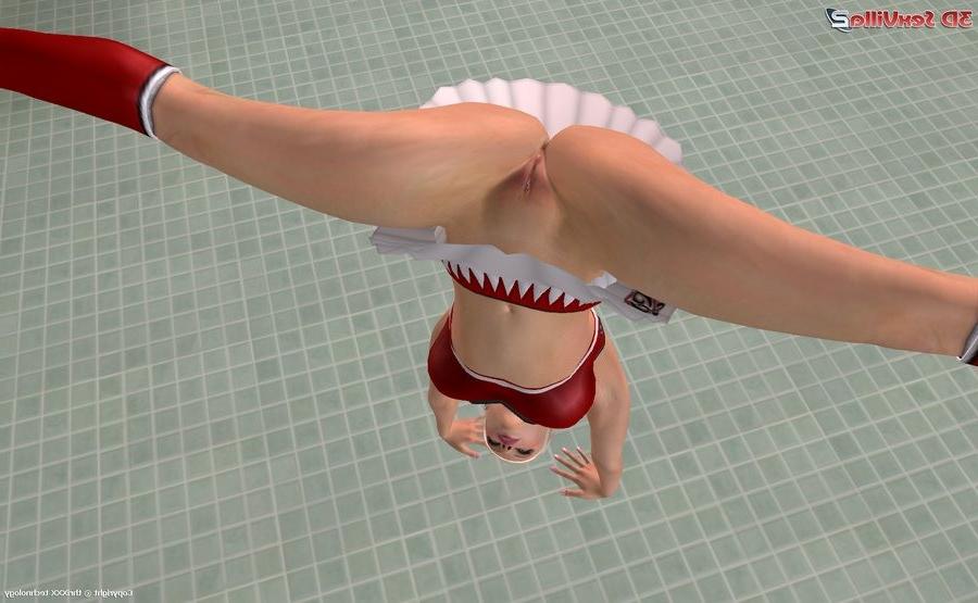 16P Two animated cheerleaders fingering and toying