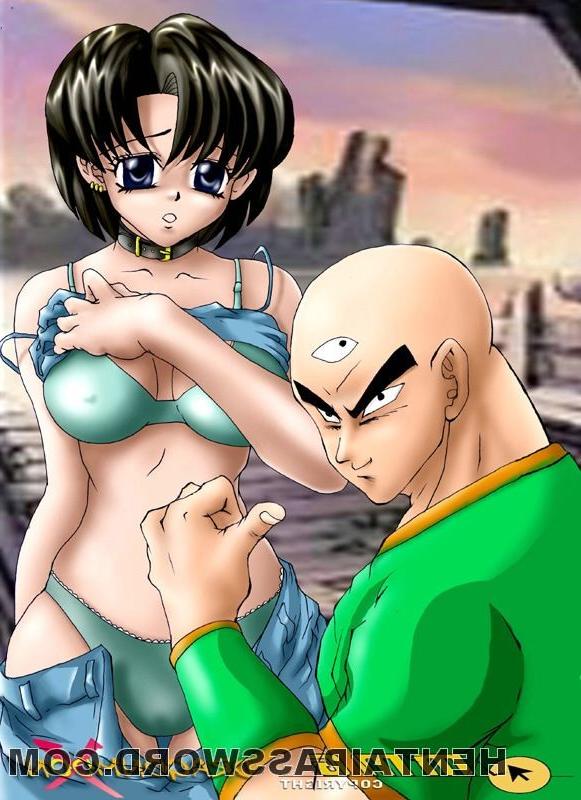 12P Precious blonde hentai babe getting facialized by two monster cocks