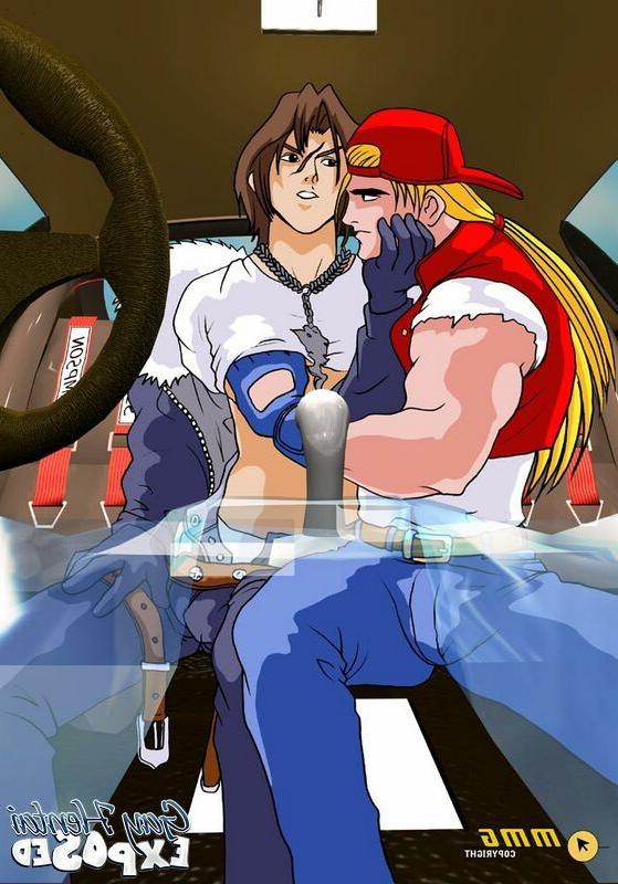 12P Long haired blond hentai gay riding anally two massive shafts outdoors