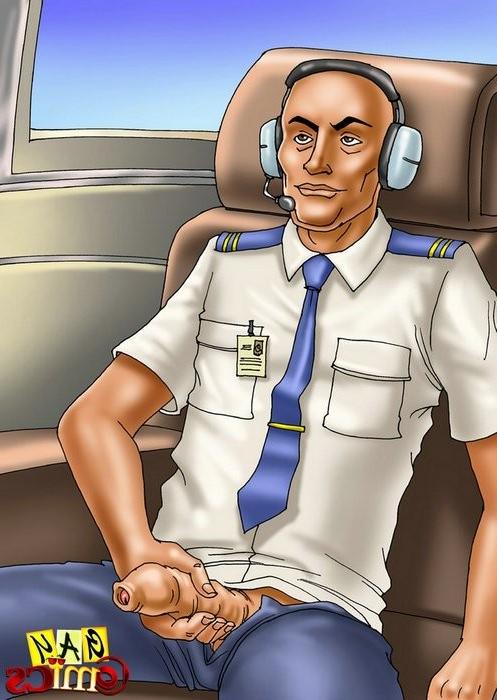 12P Horny gay pilots skewer a steward with their gigantic dicks