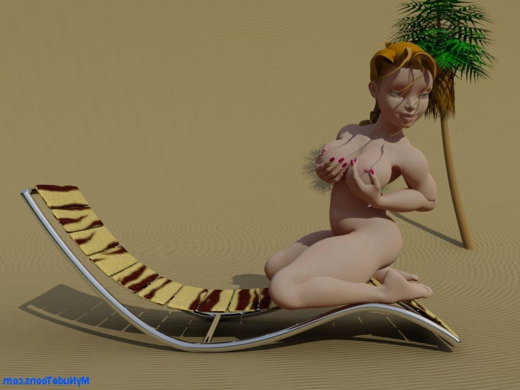 16P Big boob toon babe sunbathing