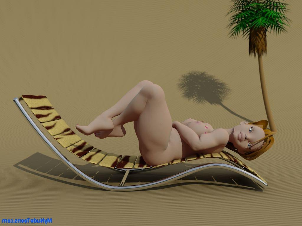 16P Big boob toon babe sunbathing