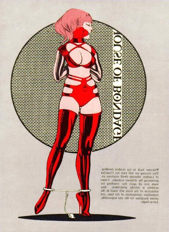 15P erotic sexual bondage artwork with tight rope and leather