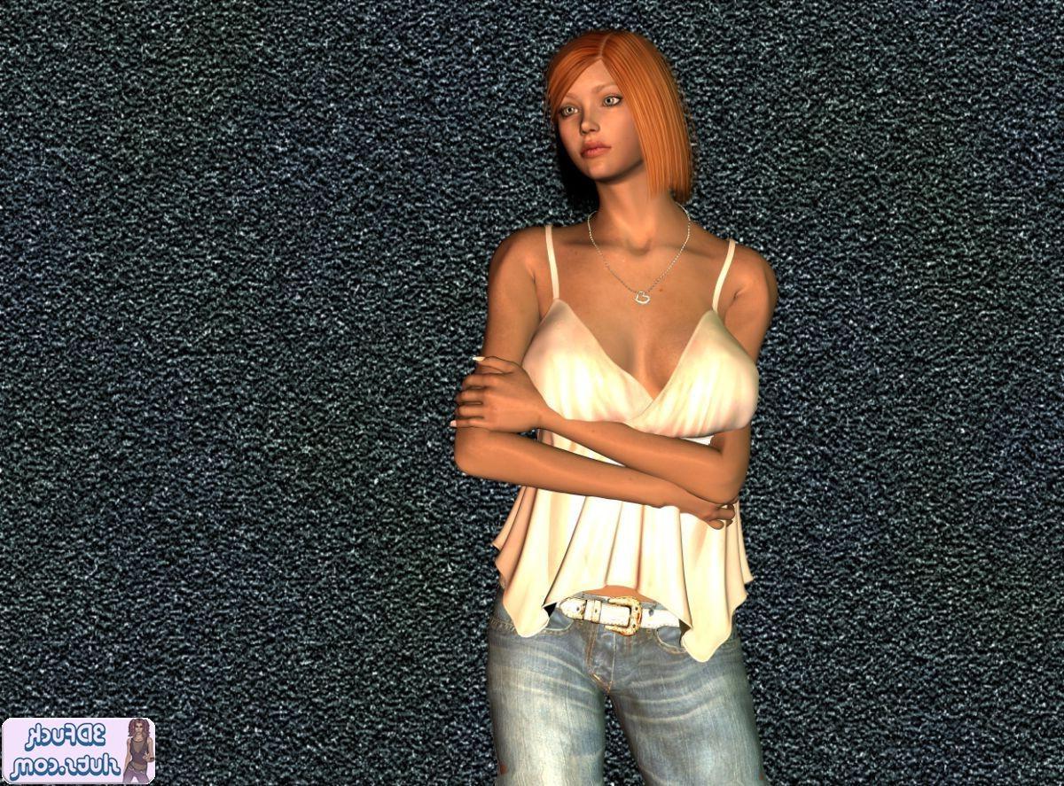 16P Redhead toon babe in shirt and jeans