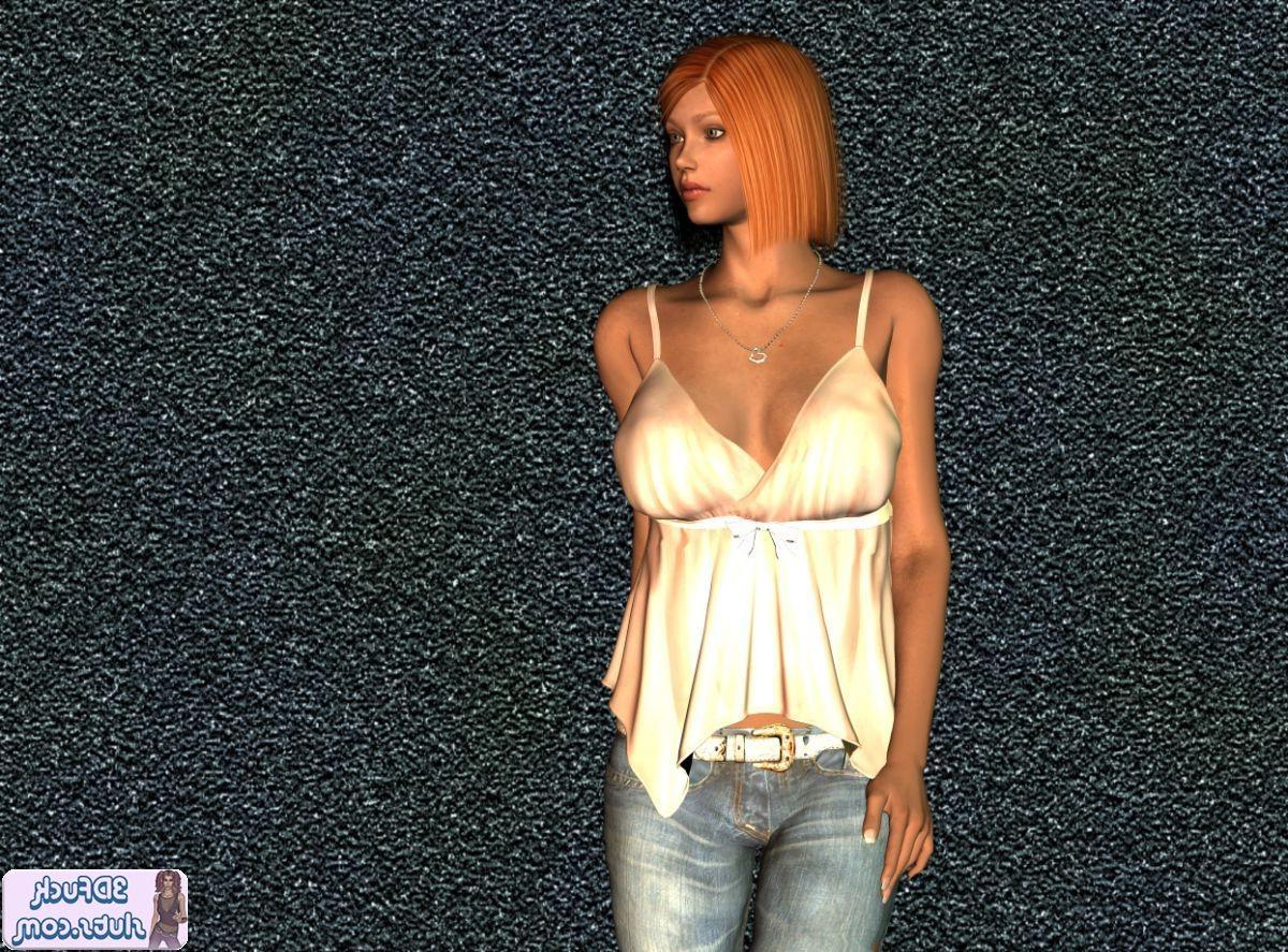 16P Redhead toon babe in shirt and jeans